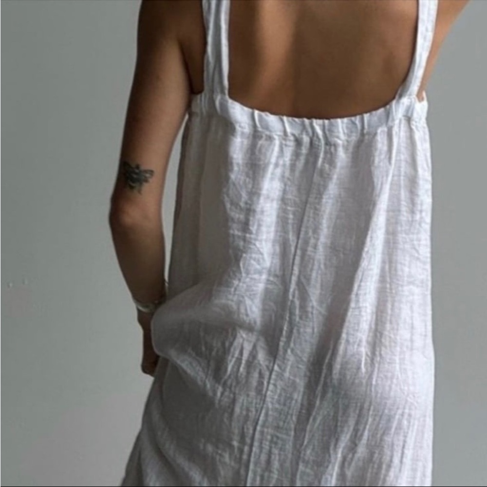 Laura Gotti White linen Maxi Dress M - Picture 2 of 6